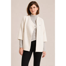 Load image into Gallery viewer, Anthropologie Bella Luxx Asymmetrical 3/4 Sleeve Quilted Jacket Cream XS NWT