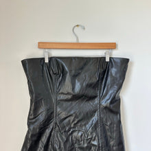 Load image into Gallery viewer, Princess Polly Hailey Strapless Faux Leather Lined Mini Dress Black 12 NWT