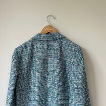 Load image into Gallery viewer, LOFT Tweed Notch Lapel Lined Double Breasted Blazer Blue 10