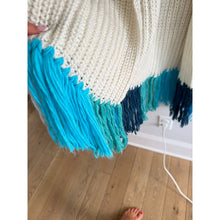 Load image into Gallery viewer, Anthropologie Multicolor Fringe Duster Kimono Cardigan Ivory Blue One Size