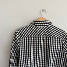 Load image into Gallery viewer, Lafayette 148 Gingham Pattern Long Sleeve Button Up Shirt Black White 6