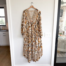 Load image into Gallery viewer, Free People Rows Of Roses V-Neck Long Sleeve Maxi Dress Cream Yellow L