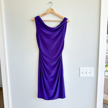 Load image into Gallery viewer, Joseph Ribkoff Cinch Side Draped Back Sleeveless Dress Purple 6