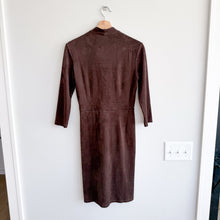 Load image into Gallery viewer, J. McLaughlin Lilian Faux Suede Twist Front 3/4 Sleeve Sheath Dress Brown XS