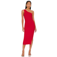 Load image into Gallery viewer, Michael Stars Coco One Shoulder Side Slit Bodycon Midi Dress in Salsa Red L