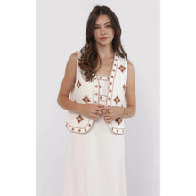 Load image into Gallery viewer, Sadie & Sage Warm Horizon Cotton Embroidered Vest White Brown M