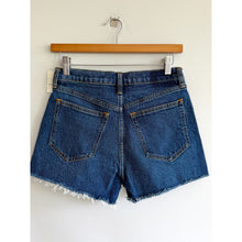 Load image into Gallery viewer, Abercrombie & Fitch The Mom High Rise Raw Hem Denim Jean Shorts Blue 25 NWT