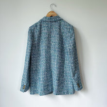 Load image into Gallery viewer, LOFT Tweed Notch Lapel Lined Double Breasted Blazer Blue 10