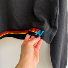 Load image into Gallery viewer, Aviator Nation Logo Rainbow Striped Trim Cropped Hoodie Set Black M