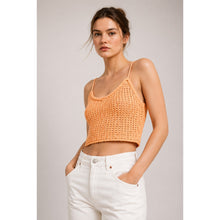 Load image into Gallery viewer, Zara Crochet Knit Scoop Neck Pullover Cropped Tank Top Orange L