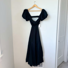 Load image into Gallery viewer, ASTR The Label Angeles Puff Sleeve Cutout Linen Dress Black S NWT