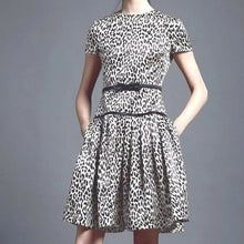 Load image into Gallery viewer, VALENTINO Silk Blend Animal Print Pleated Dress Black/White 10
