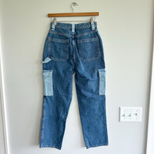Load image into Gallery viewer, Pacsun High Rise Denim Zip Front Utility Cargo Jeans Blue 25