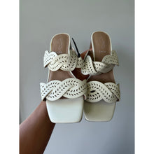 Load image into Gallery viewer, Joie Society Laser Cut Braided Open Square Toe Block Heel Sandals White 9 NEW