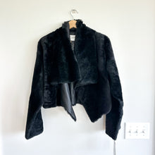 Load image into Gallery viewer, Yves Salomon Draped Lacon Lamb Leather Open Jacket Black 34 NWT