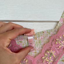 Load image into Gallery viewer, Intimates by Flora Lace Floral Print Cropped V-Neck Camisole Top Green/Pink M