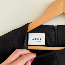 Load image into Gallery viewer, Akris Punto Faux-Leather Hem Short Sleeve Dress Black 10