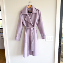 Load image into Gallery viewer, Badgley Mischka Double Face Wool Tie Waist Wrap Trench Coat Purple S