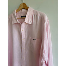 Load image into Gallery viewer, Vineyard Vines Linen Embroidered Long Sleeve Button Up Shirt Pink XXL