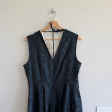 Load image into Gallery viewer, 'S Max Mara Lauren Flared Jacquard Sleeveless Dress Midnight Blue 12 NWT