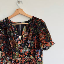 Load image into Gallery viewer, Anthropologie The Somerset Velvet Floral V-Neck Mini Dress Black M NWT