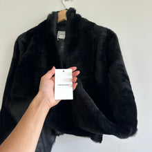 Load image into Gallery viewer, Yves Salomon Draped Lacon Lamb Leather Open Jacket Black 34 NWT