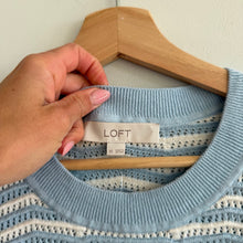 Load image into Gallery viewer, LOFT Short Sleeve Sweater Top Blue White Stripe XS NWT