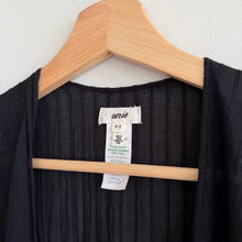 Load image into Gallery viewer, Aerie Cotton Tiered Ruffle Long Open Front Short Sleeve Cover Up Black One Size