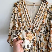 Load image into Gallery viewer, Free People Rows Of Roses V-Neck Long Sleeve Maxi Dress Cream Yellow L
