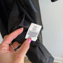 Load image into Gallery viewer, Express Faux Leather Belted Mid Length Trench Coat Black M NWT