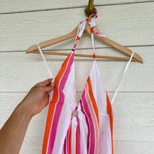 Load image into Gallery viewer, Trina Turk Sweet Striped Midi Ring Halter Swimsuit Cover Up Dress Pink S NWT