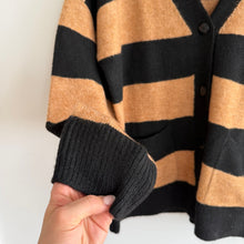 Load image into Gallery viewer, John & Jenn Phillie Striped Button Front Casual Cardigan Walnut Stripe M NWT