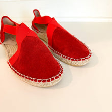Load image into Gallery viewer, La Maison de L' Espadrille Suede Slip On Espadrille Sandal Red 36