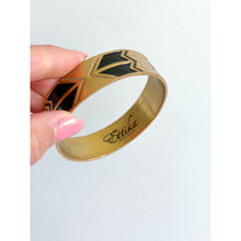 Load image into Gallery viewer, Ettika Gold Tone Black Enamel Geometric Cuff Bangle Bracelet Gold