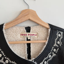 Load image into Gallery viewer, Free People Travelers Faux Leather Embroidered Sleeveless Vest Black M