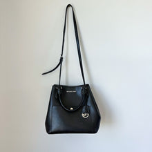 Load image into Gallery viewer, Michael Kors Greenwich Leather Crossbody Strap Large Bucket Grab Bag Black NWT