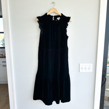 Load image into Gallery viewer, J. Crew Velvet Tiered Flutter Sleeveless Knee Length Dress Black 6