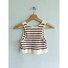 Load image into Gallery viewer, By Together Striped Pattern Ribbed Knit Cropped Tank Top Cream Rust M