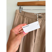 Load image into Gallery viewer, Reformation Mason Pleated Front High Rise Wide Leg Pants Tan 10 NWT