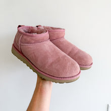Load image into Gallery viewer, UGG Classic Ultra Mini Sheepskin Suede Slip On Ankle Boots Pink 9