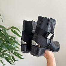 Load image into Gallery viewer, Stuart Weitzman Manlow Leather Ankle Moto Booties Black 8 $550