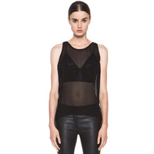 Load image into Gallery viewer, Helmut Lang Ghost Silk Sleeveless Crew Neck Sheer Tank Top Black L
