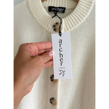 Load image into Gallery viewer, Archer Nina Cashmere Crew Neck Button Front Cardigan Cream M NWT