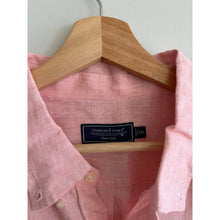 Load image into Gallery viewer, Vineyard Vines Linen Embroidered Long Sleeve Button Up Shirt Pink XXL