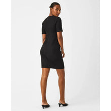 Load image into Gallery viewer, Spanx Faux Suede Column V-Neck Short Sleeve Dress Black XL
