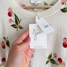 Load image into Gallery viewer, Joie Varden Cashmere Cherry Pattern Crew Neck Pullover Sweater Porcelain M NWT