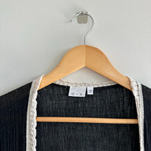 Load image into Gallery viewer, O + X Tasseled Lightweight Side Slit Open-Front Swim Coverup Black OS