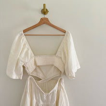 Load image into Gallery viewer, Free People Cross of Sunlight Cut Out Linen Mini Dress Ivory M