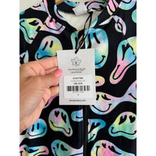 Load image into Gallery viewer, Deux Par Deux Smiley Face Girl Print Long Sleeve Thermal One Piece Black 7 NWT