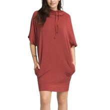 Load image into Gallery viewer, PrAna Carys Pullover Hooded Short Sleeve Casual Mini Dress Burnt Red XS